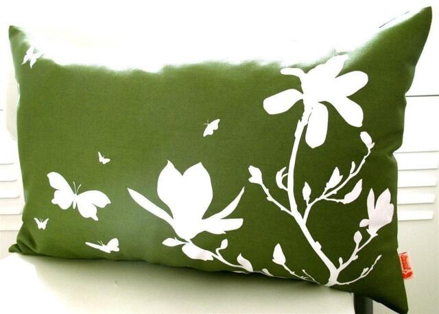 Olive Green Magnolia Pillow Butterfly Silhouette Accent Pillow - image 1