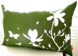 Olive Green Magnolia Pillow Butterfly Silhouette Accent Pillow - thumbnail 1