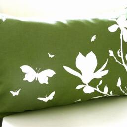 Olive Green Magnolia Pillow Butterfly Silhouette Accent Pillow - thumbnail 3