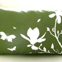 Olive Green Magnolia Pillow Butterfly Silhouette Accent Pillow - thumbnail 2