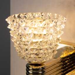 Murano Glass Wall Lights Rostrato Crystal Vintage Style Pair - Handmade Italy - thumbnail 4