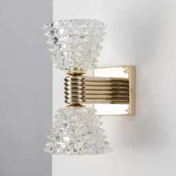 Murano Glass Wall Lights Rostrato Crystal Vintage Style Pair - Handmade Italy - thumbnail 3
