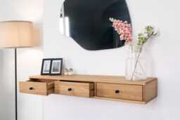 Floating Console Table With Three Drawers in Solid Oak - Hallway Styling