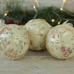 Lace Christmas Ornaments Shabby Chic Baubles, Set Of 3 - thumbnail 4