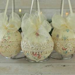 Lace Christmas Ornaments Shabby Chic Baubles, Set Of 3 - thumbnail 2