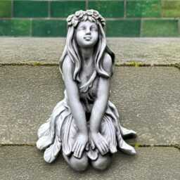 Concrete Fairy Sculpture Garden Nymph Statue Handcrafted Stone Girl Figurine Outdoor Elf Ornament Cement Decoration Elf Patio Art Gift - thumbnail 1