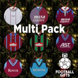 Aston Villa Retro Shirt Kits Christmas Tree Decoration Bauble Flat Ceramic Great Gift Multi Pack Of 4 Or 8