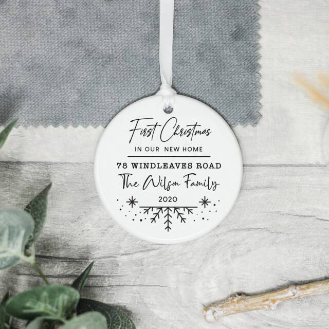 Personalised First Christmas Decoration, New Home Ornament, Road Name Decoration - image 1