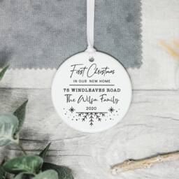 Personalised First Christmas Decoration, New Home Ornament, Road Name Decoration - thumbnail 1