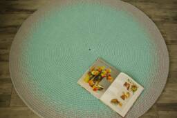 Chunky Knit Cotton Rug, Gray & Mint, Kids Play Mat - 47'' - thumbnail 1