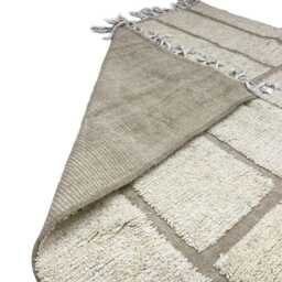 Handwoven Beni Ourain Rug Moroccan Wool Carpet, Striped Berber Design - thumbnail 4