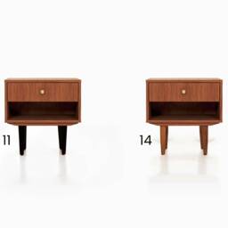 Nightstand With Open Shelf in Mid-Century Modern Style Made Of Oak Vaneer -Teak Colour -, Bedside Table Livlo T-P04 - thumbnail 2