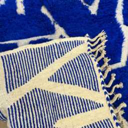 Blue Moroccan Rug 4x6 - Beni Ourain Handmade Area Rugs For Living Room Berber Rug- Azilal - thumbnail 3