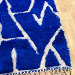 Blue Moroccan Rug 4x6 - Beni Ourain Handmade Area Rugs For Living Room Berber Rug- Azilal - thumbnail 4