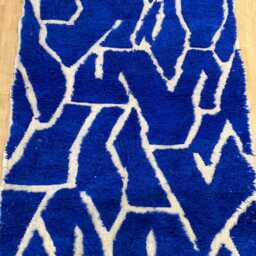 Blue Moroccan Rug 4x6 - Beni Ourain Handmade Area Rugs For Living Room Berber Rug- Azilal - thumbnail 2