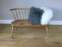 Luxury Tibetan Sheepskin Fur Cushion, Mid Grey Pillow, Home Decor - thumbnail 1