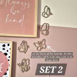 Whimsical Wooden Butterfly Wall Set - Laser Cut Acrylic Or Wood Custom Colour Nursery Decor Kids Room Butterflies Boho Art - thumbnail 3