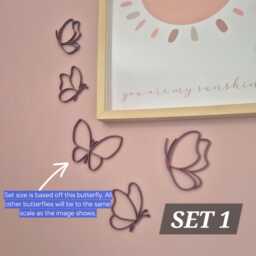 Whimsical Wooden Butterfly Wall Set - Laser Cut Acrylic Or Wood Custom Colour Nursery Decor Kids Room Butterflies Boho Art - thumbnail 2