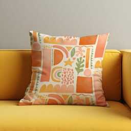 Boho Abstract Cushion Cover, Warm Terracotta Geometric Shapes Pillow Modern Home Decor, Retro Living Room & Bedroom Decoration - thumbnail 2