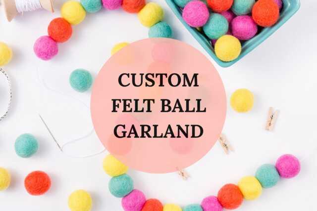 Custom Felt Ball Garland - Pom Birthday Personalised Kids Room Decor - image 1