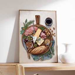 Charcuterie Poster, Kitchen France Food Print, French Wall Art, Dining Room Decor, Cheese & Meat Gift Print - thumbnail 2