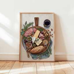 Charcuterie Poster, Kitchen France Food Print, French Wall Art, Dining Room Decor, Cheese & Meat Gift Print - thumbnail 1