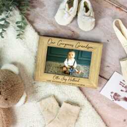 "Grandson Photo Frame, Gorgeous New Grandson, Grandparents Gift, Personalised Baby Engraved Name Picture 4""x6" - thumbnail 3