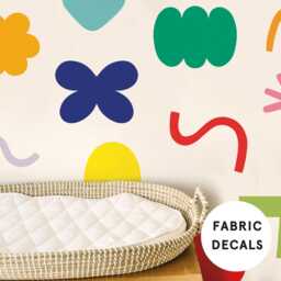Doodle Fabric Wall Stickers Kids Room Decor, Removable Abstract Shapes - thumbnail 1