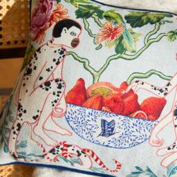 Handmade Monkey Chenille Pillow Cover, Whimsical Home Decor - thumbnail 2