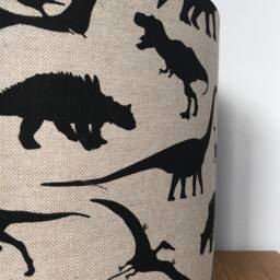 Dinosaur Lampshade 40cm 30cm 25cm 20cm 15cm Black Beige Fabric Kids Bedroom Nursery Handmade Drum Ceiling Pendant Or Table Lamp Floor - thumbnail 2