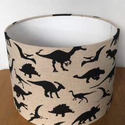 Dinosaur Lampshade 40cm 30cm 25cm 20cm 15cm Black Beige Fabric Kids Bedroom Nursery Handmade Drum Ceiling Pendant Or Table Lamp Floor - thumbnail 3
