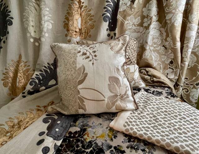Designers Guild, Pierre Frey 20x20, Romantic Style, Decorative Pillow Cover, Printed Cotton & Embroidered Linen, From Jane Hall Design - image 1