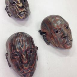 Hand Painted Fiberglass Masquerade Mask Exotic Hunter Carnival Mask - thumbnail 4