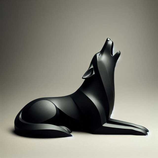 Minimalist Howling Wolf Figure Modern Art Decor - image 1