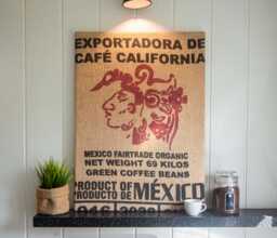 Framed Coffee Sack Wall Art Native-Inspired Burlap Print - 70x50cm - thumbnail 1