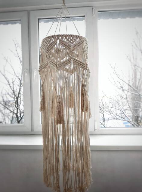 Macrame Chandelier Large Macrame Ceiling Hanging Bohemian Home Boho Wedding Decor With Tassels Meditation Accessories Yoga Room Idea - image 1