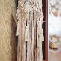 Macrame Chandelier Large Macrame Ceiling Hanging Bohemian Home Boho Wedding Decor With Tassels Meditation Accessories Yoga Room Idea - thumbnail 2