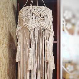 Macrame Chandelier Large Macrame Ceiling Hanging Bohemian Home Boho Wedding Decor With Tassels Meditation Accessories Yoga Room Idea - thumbnail 3