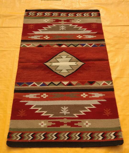 Southwestern Tribal Kilim Dhurry Handmade Area Rug 100% Wool Small Kelim 3x5 Ft 90x150cm - Made in India - image 1