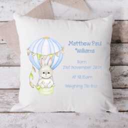 Personalised Baby Boy Birth Stats Cushion Gift, New Keepsake Nursery - thumbnail 2