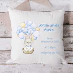 Personalised Baby Boy Birth Stats Cushion Gift, New Keepsake Nursery - thumbnail 3