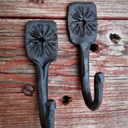 2x Forged Coat Hooks - Towel Holder Key Hanger Bag Blacksmith Made 100% Handmade Black Wrought Iron Price For Two Hook - thumbnail 2
