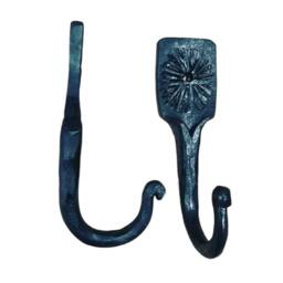 2x Forged Coat Hooks - Towel Holder Key Hanger Bag Blacksmith Made 100% Handmade Black Wrought Iron Price For Two Hook - thumbnail 3