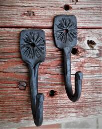 2x Forged Coat Hooks - Towel Holder Key Hanger Bag Blacksmith Made 100% Handmade Black Wrought Iron Price For Two Hook