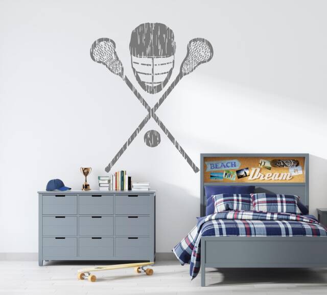 Custom Name Lacrosse Wall Decal Sticks & Helmet Decor 1022 - image 1