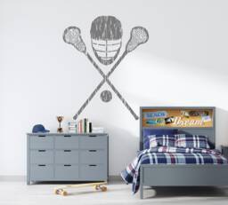 Custom Name Lacrosse Wall Decal Sticks & Helmet Decor 1022 - thumbnail 1