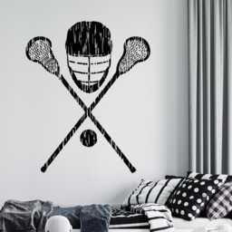Custom Name Lacrosse Wall Decal Sticks & Helmet Decor 1022 - thumbnail 2