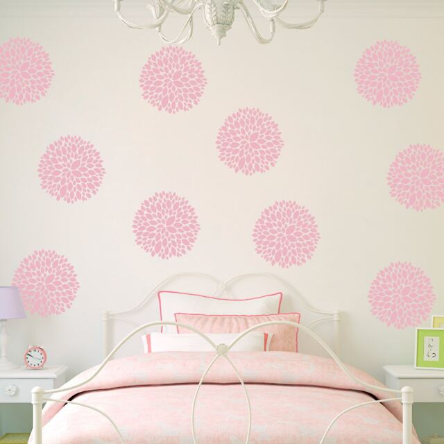Chrysanthemum Flower Wall Decal Set Girls Bedroom Decor - image 1