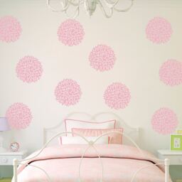 Chrysanthemum Flower Wall Decal Set Girls Bedroom Decor - thumbnail 1