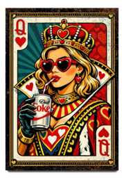 Queen Of Hearts Metal Sign - Playing Card Wall Art Retro Pop Diet Coke - thumbnail 1